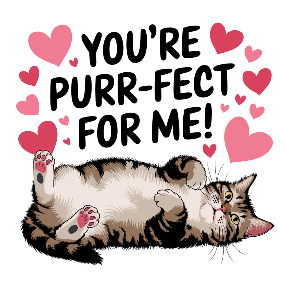You're Purr-Fect For Me - Valentines Day Cat