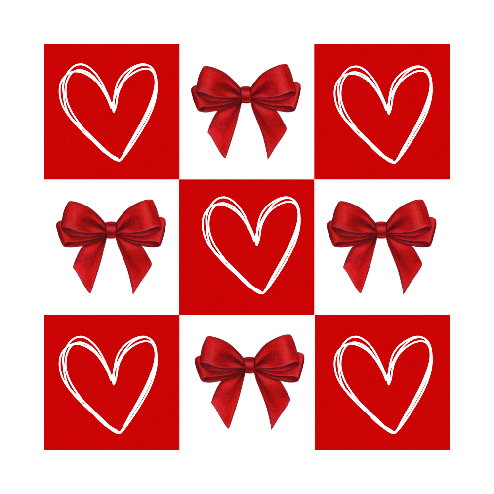 Retro Checkered Valentine's Day Coquette Bow