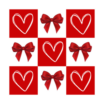 Retro Checkered Valentine's Day Coquette Bow
