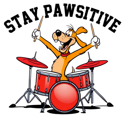 Stay Pawsitive - Dog Playing Drums